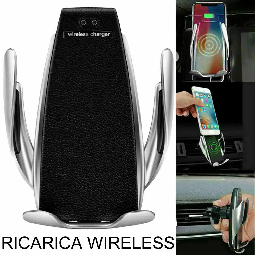 Caricabatteria wireless per auto supporto porta cellulare bloccaggio automatico