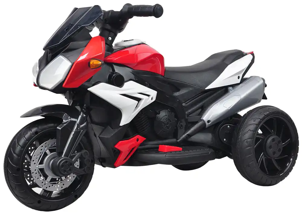Moto Motocicletta Elettrica Sport Per Bambini 6V Luci e Suoni Rosso Ruote Grandi