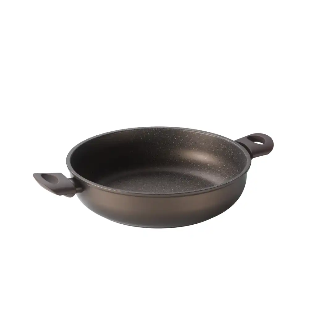 Ambra Tegame 28Cm Ad Induzione Casseruola Bassa Antiaderente Esterno Bronzo