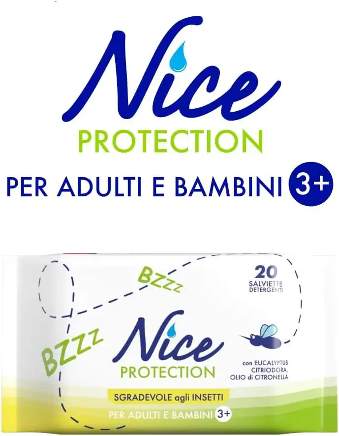 Salviette Antizanzare Nice Protection Confezione da 20 Salviette Formato Pocket