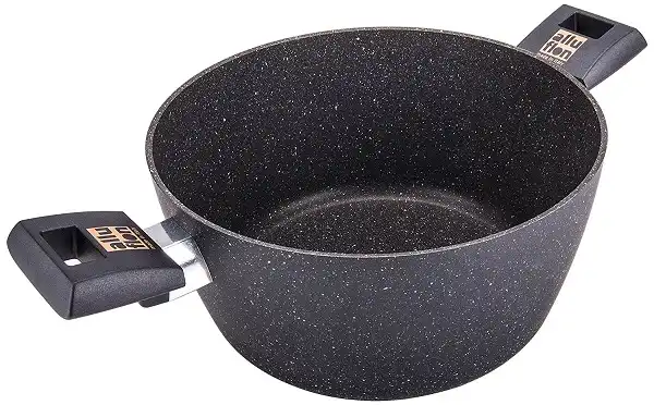 Alluflon Pentola Casseruola da 20cm Anti Aderente Effetto Pietra con 2 Manici