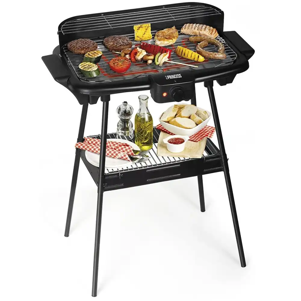 Princess Barbecue Elettrico 2000W Da Giardino e Terrazza Con Sostegno