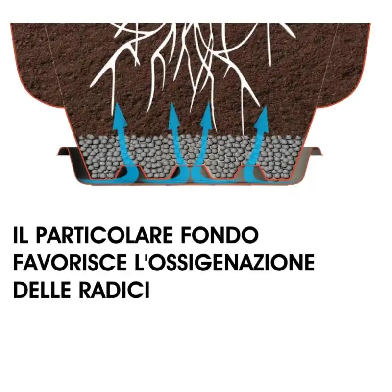Fioriera Oasi Vaso Rotondo Compreso di Sottovaso con 6 Tasche 60x60cm Cappuccino