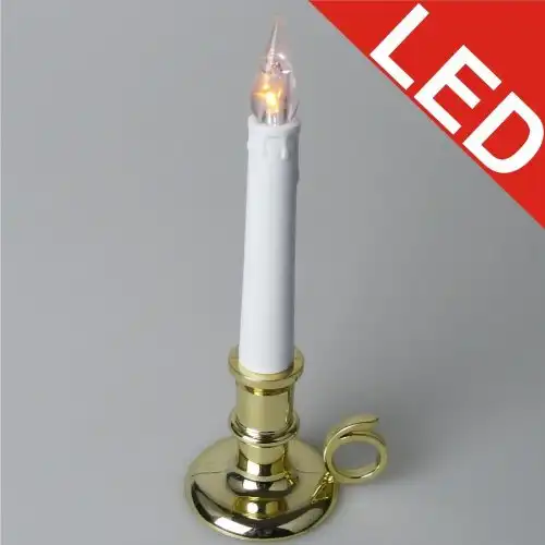 Candela Con Candeliere Fiamma Tremolante a Led Elettrica Artificiale Decorativa