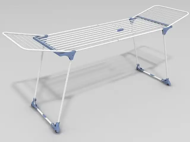 Stendibiancheria da Pavimento Stendino Estensibile con Ruote in Acciaio Bianco