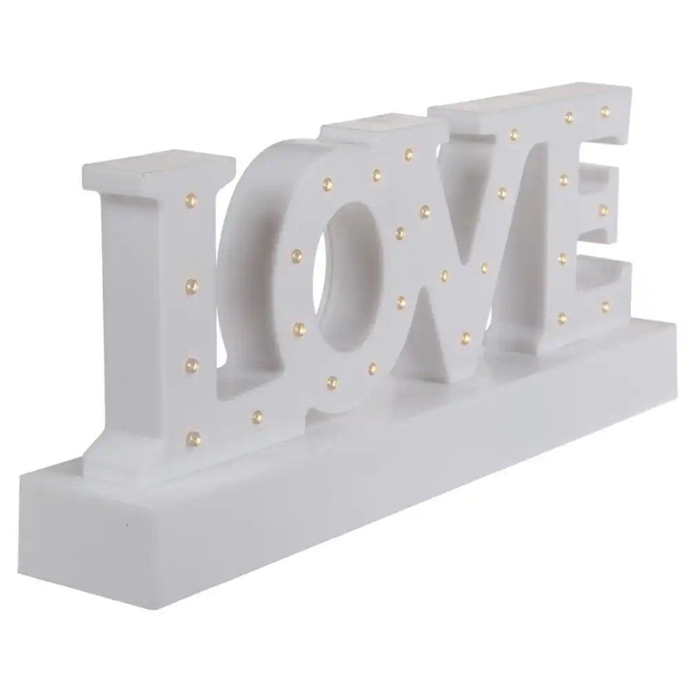Decorazione Scritta Love in Plastica Bianco con 27 Led Bianco Caldo Arredo Casa