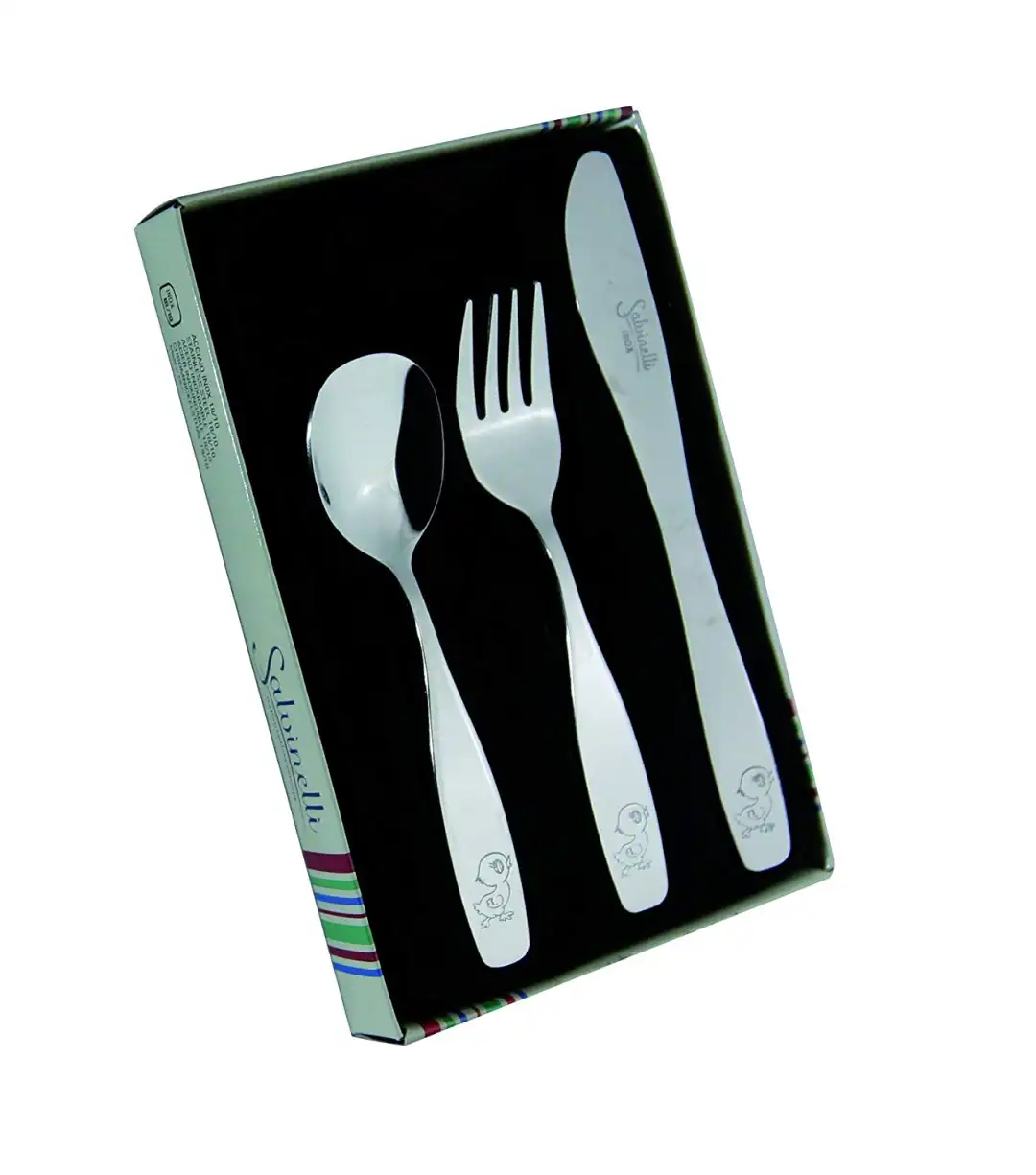 Salvinelli Set Posate Bimbo 3 Pz Acciaio Inox 18/10 Coltello Forchetta Cucchiaio