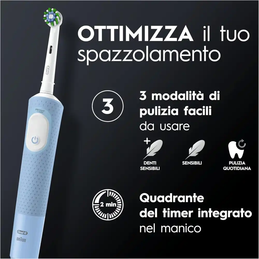 Oral-B Spazzolino Elettrico Ricaricabile Vitality Pro 3 Modalità Bianco e Blu