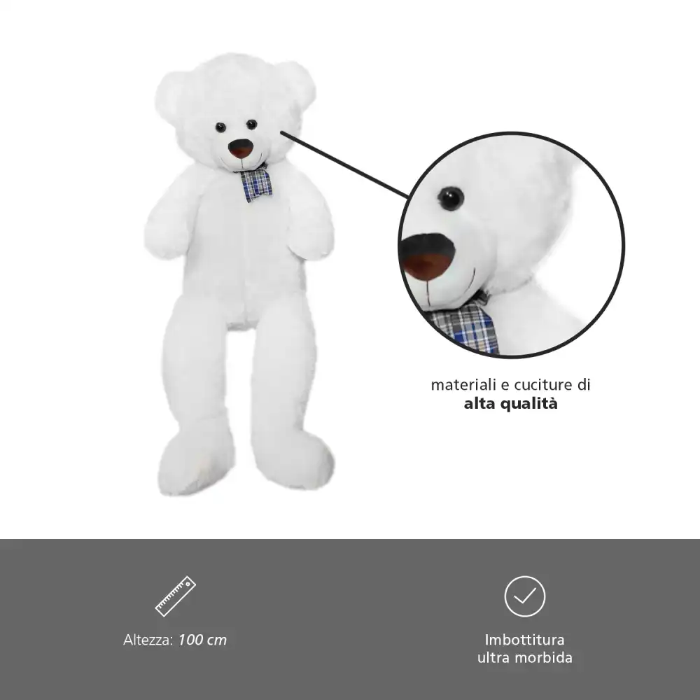 Peluche Orso Gigante XXL Alto 120cm Pupazzo Bambini Orsacchiotto Morbido Crema