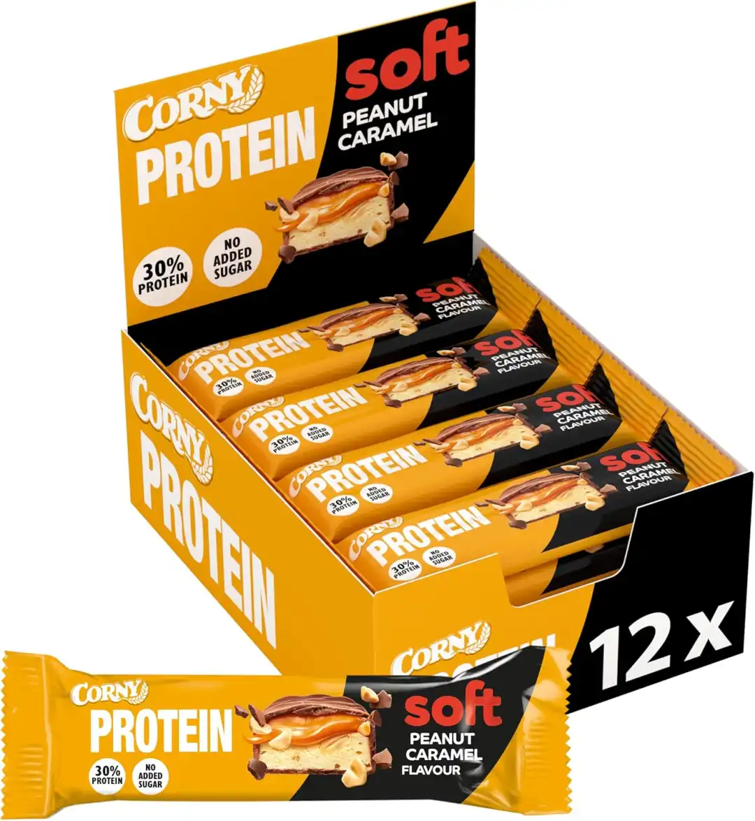 12x Corny Soft Barretta Proteica Arachidi e Caramello Ricca di Proteine 12x45g