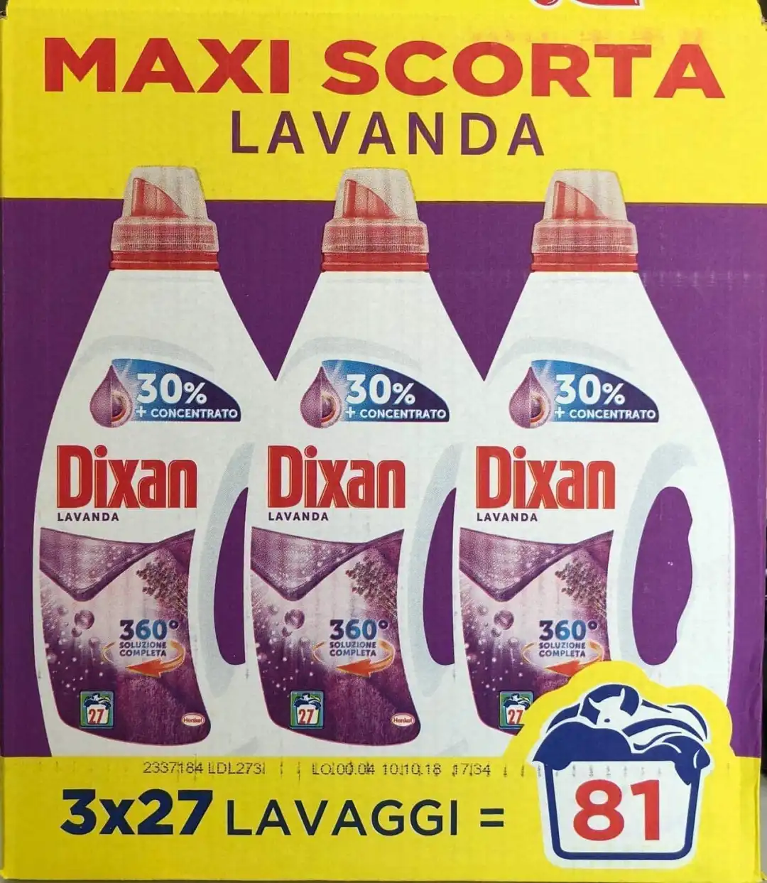 3x Dixan Detersivo Liquido per Bucato Lavanda da 27 Lavaggi Maxi Scorta 1,350 lt