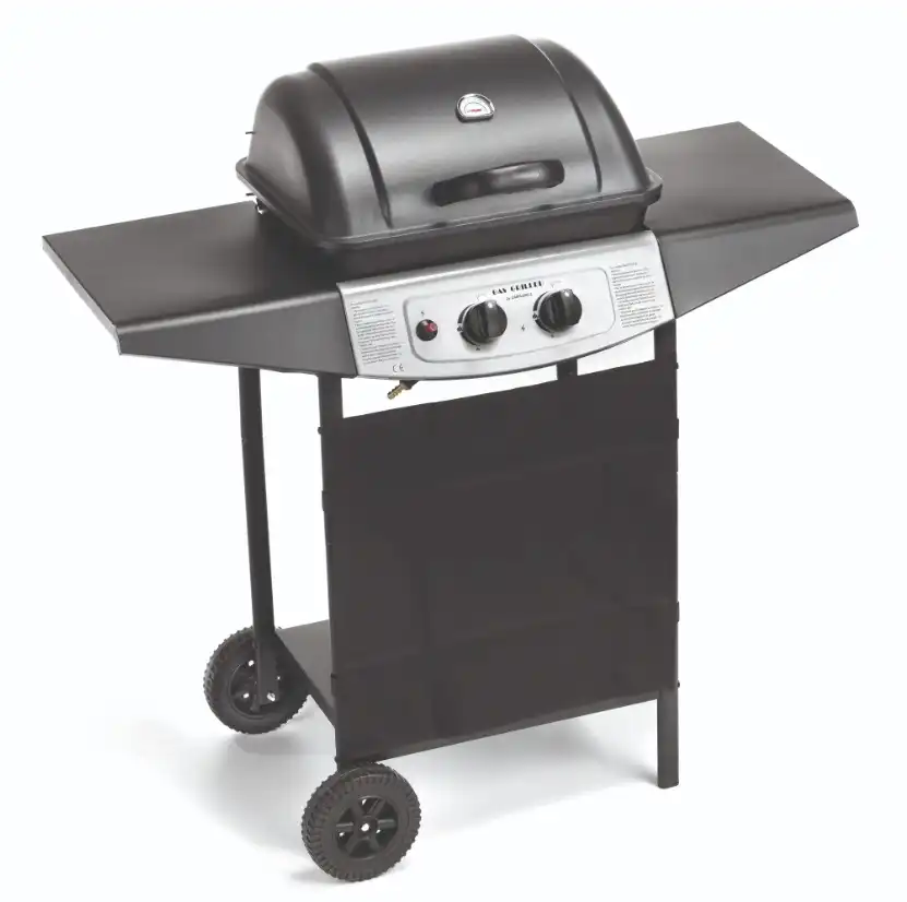 Ompagrill Barbecue a Gas Multifunzione con Coperchio e Termometro 43x98xh100 cm