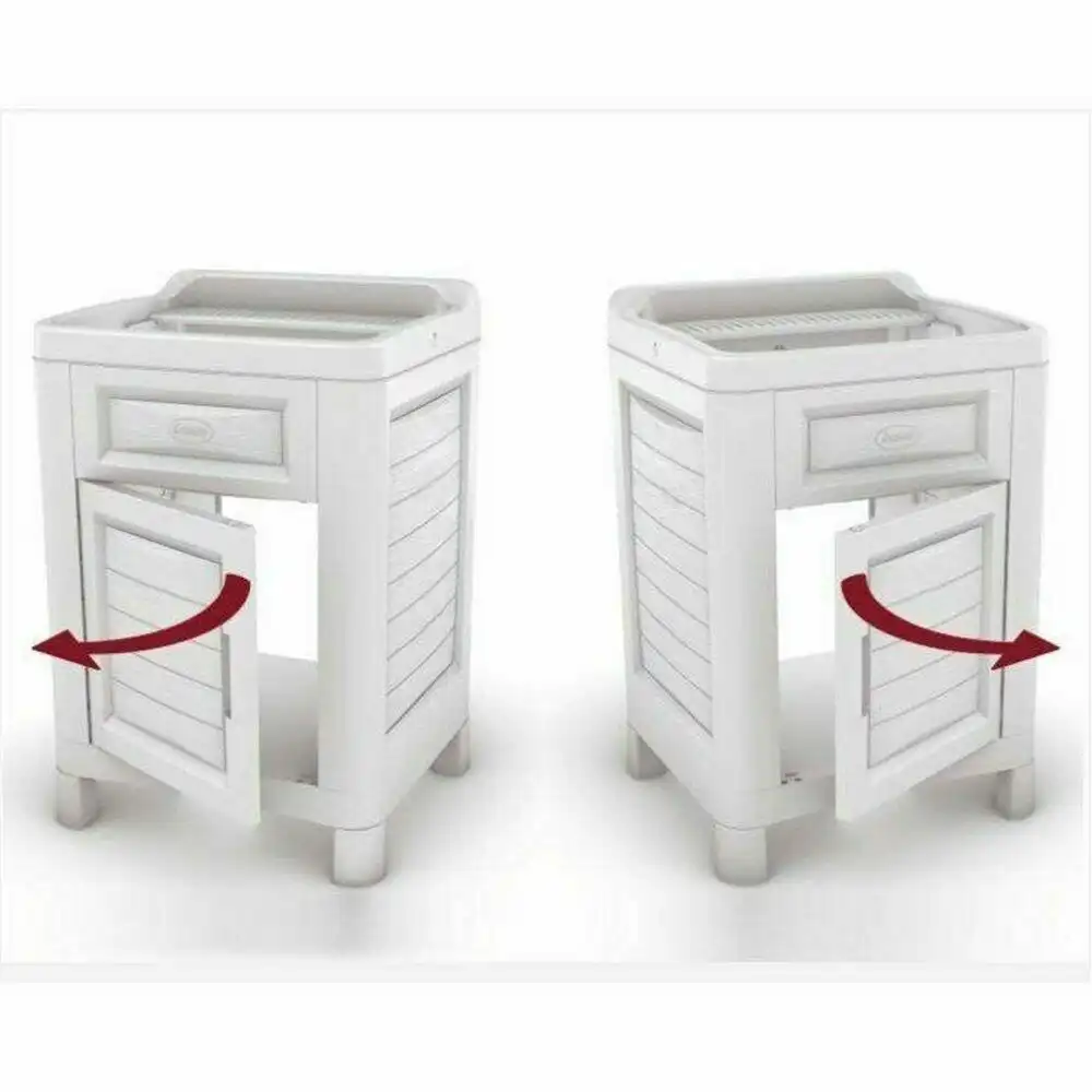 Mobile Bagno Bama Artu' Mobiletto Lavatoio in Resina Con Anta 60x51x89h Ghiaccio