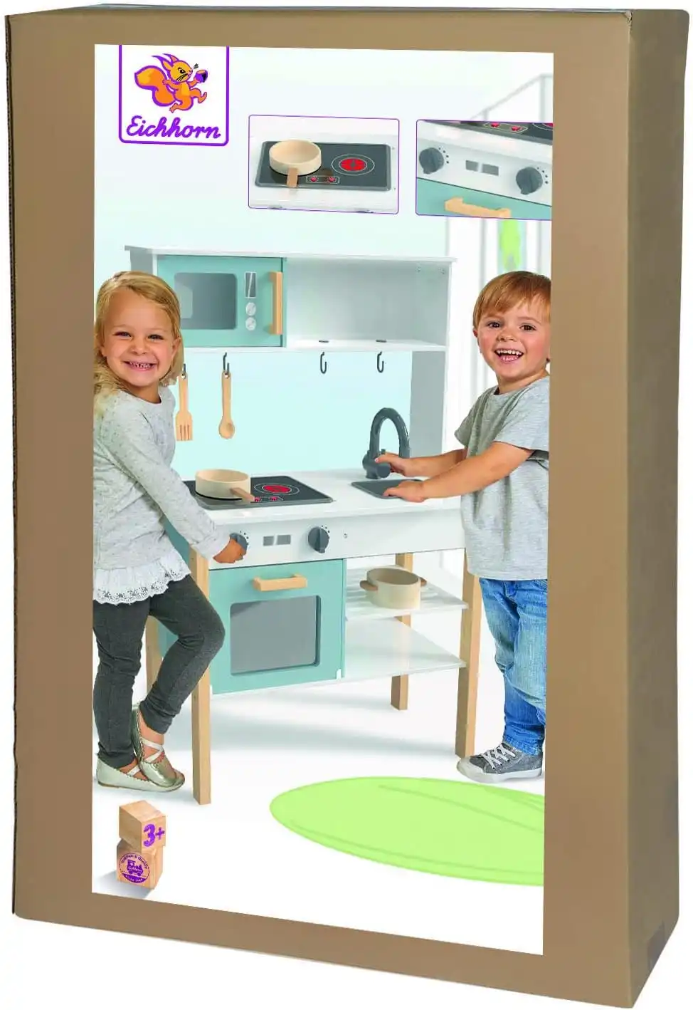 Eichhorn Cucina Giocattolo in legno di Pino 36x70x90 cm Con Luci e Accessori