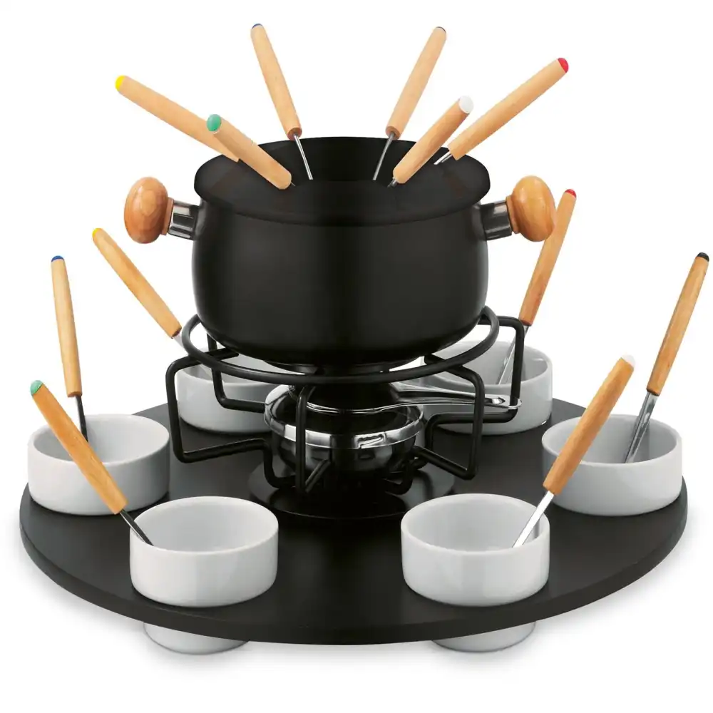 Set Fonduta Bourguignonne Max Con Coperchio in Acciaio 24 Pezzi Con 6 Salsiere