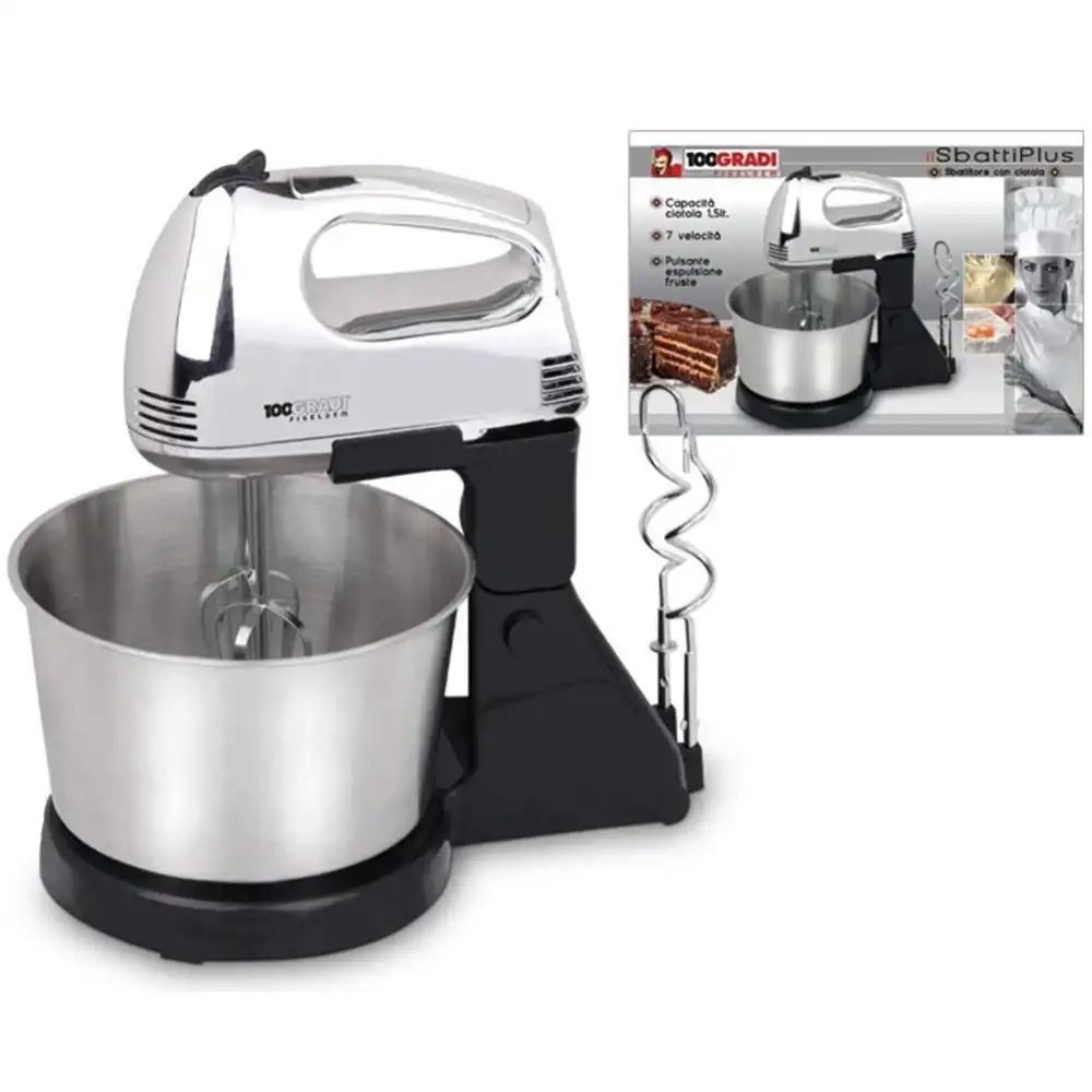 Sbattitore Con Ciotola Girevole Impastatrice 1,5 Litri In Acciaio Inox 200W
