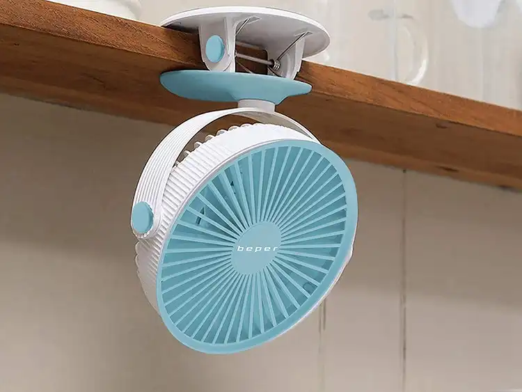 Ventilatore Portatile Usb Ricaricabile 3 Velocita' Inclinabile Luce Led con Clip