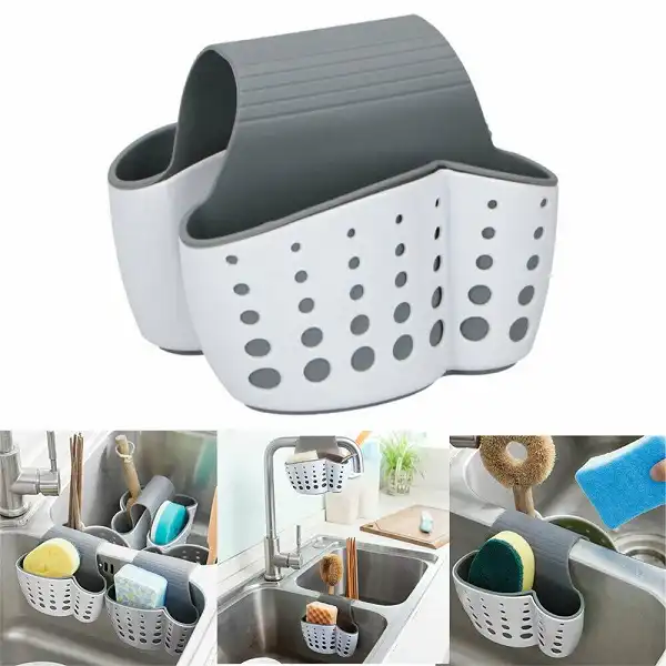 Porta Spugne Organizzatore Portaoggetti Lavello Cucina Salva spazio 2 Scomparti