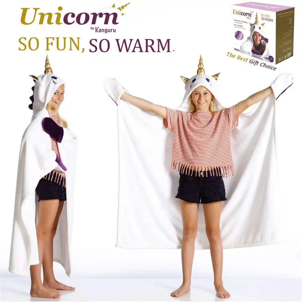 Kanguru Unicorn Per Bamini Kids Coperta Mantello In Morbido Pile Taglia Unica