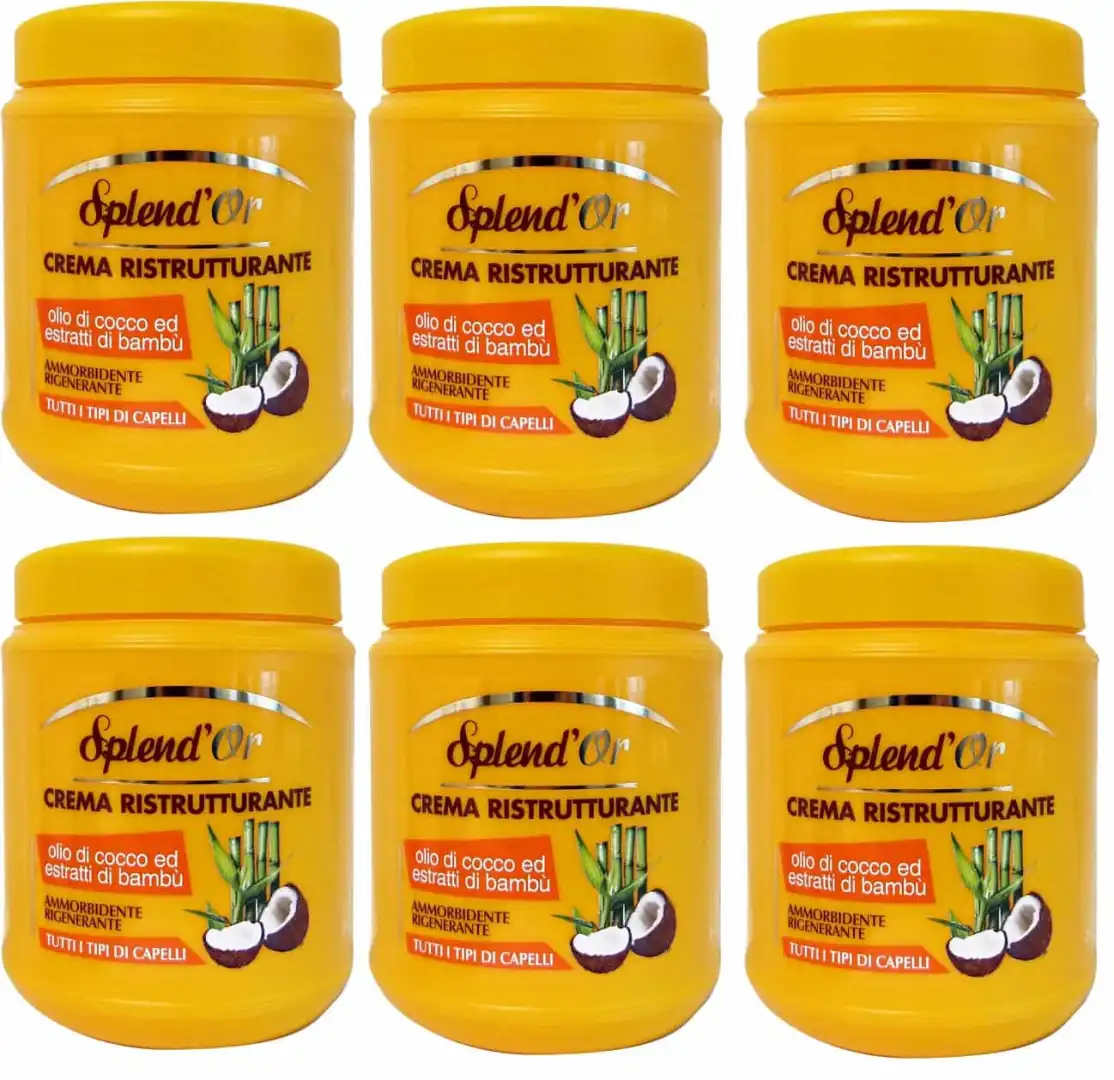 Set 6pz Splendor Balsamo Crema Ristrutturante al Cocco 1kg Trattamento Capelli