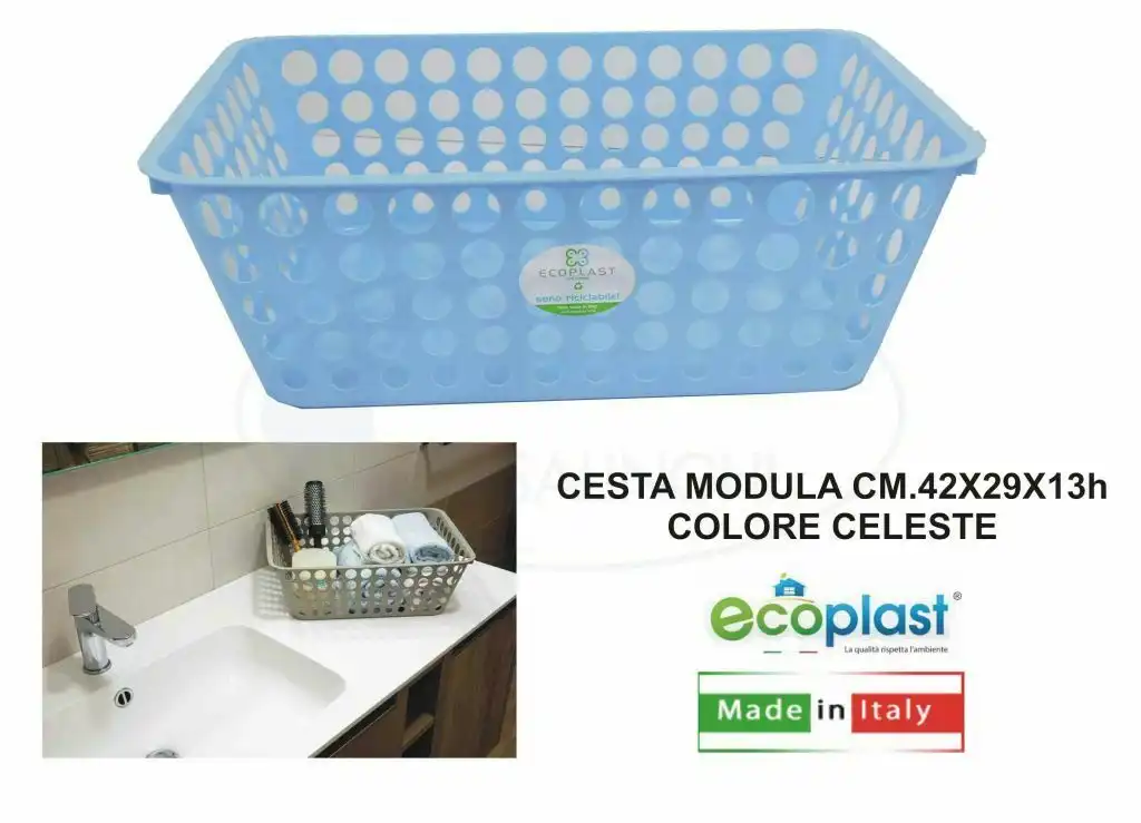 Vaschetta Cesta Portaoggetti Modula 42X29X13h Color Lavanda Cesto Rettangolare