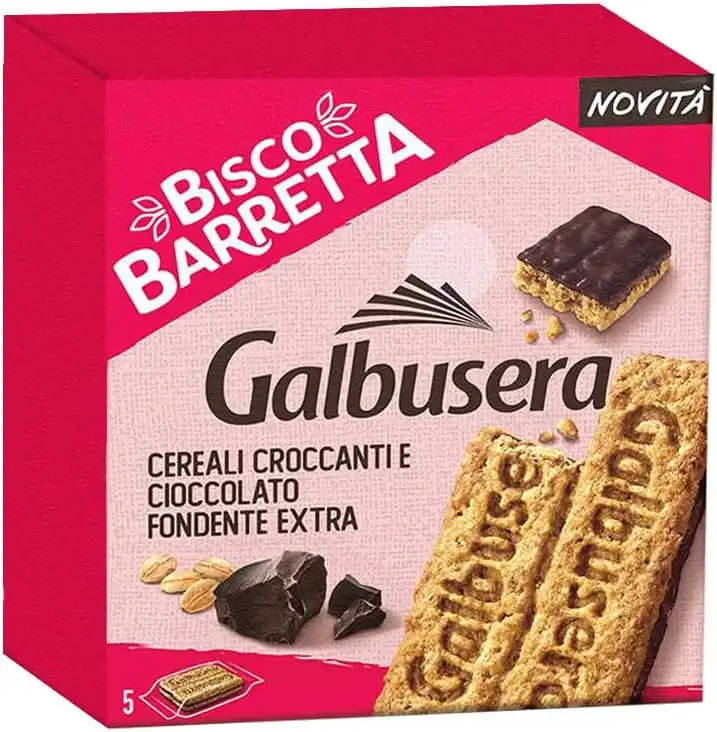 4x Galbusera Bisco Barretta di Cereali Croccanti e Cioccolato Fondente Extra