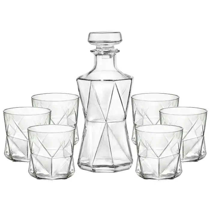 Servizio con Bottiglia e 7 Bicchieri per Liquore Whisky Rocco Bormioli Bar Casa