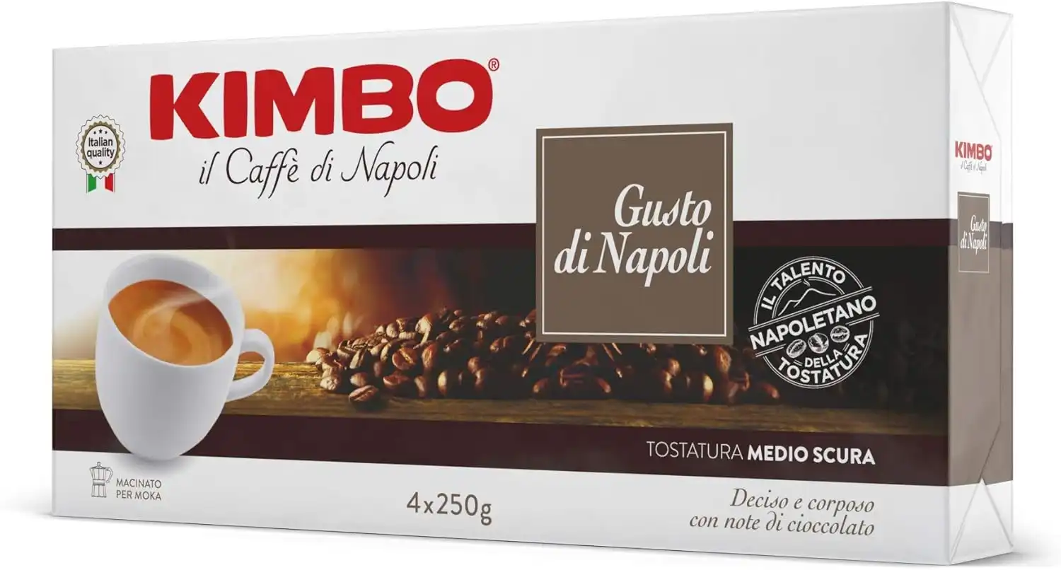 Kimbo Caffè Macinato 1 Kg Gusto di Napoli 4 Confezioni da 250gr