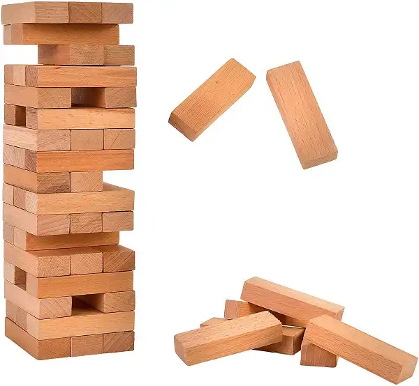 Gioco Della Torre da Tavola Con Mattoncini In Legno Costruzioni 54 Blocchi