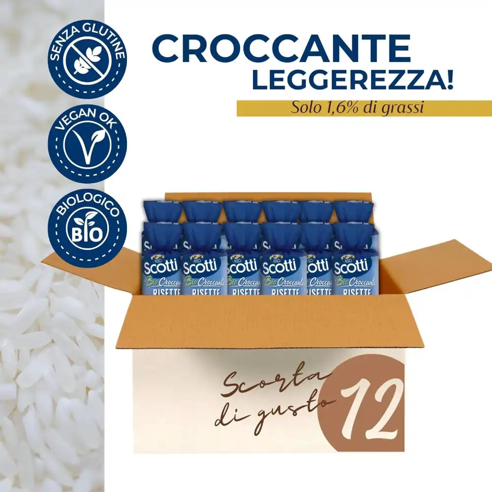 12x Riso Scotti - Risette 100 % Riso Gallette di Riso Senza Glutine Bio 12x150gr