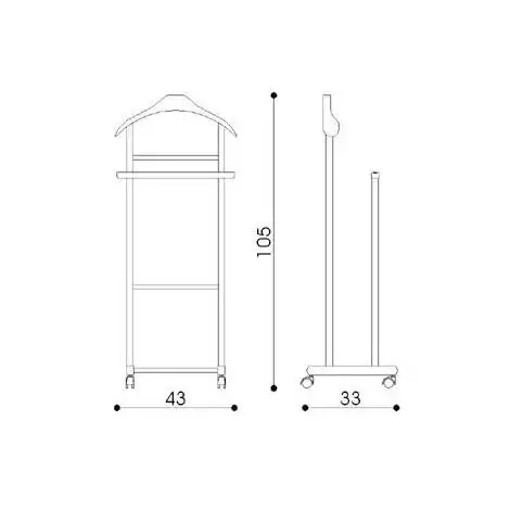 Appendiabiti Indossatore Servo Muto In Legno Faggio Bianco da Camera Con Ruote