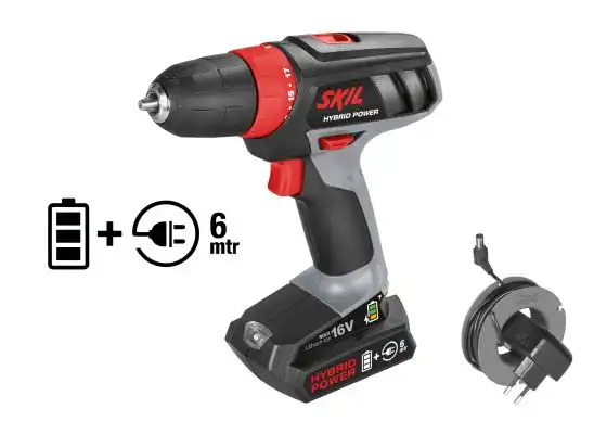 Potente Avvitatore a Batteria a Litio con Filo o Batteria 16V Cavo da 6 Metri