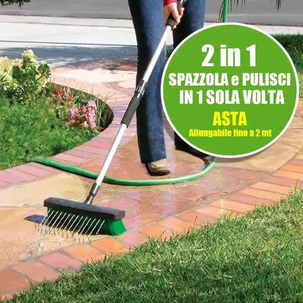 Idrospazzola Ad Acqua Manico Allungabile Lavaggio Pavimenti Auto Scopa Spazzola