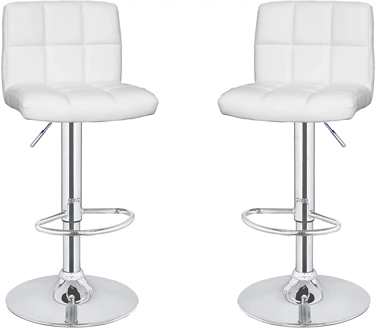 Coppia di Sgabelli Design Moderno in Ecopelle Sgabello Bar Bianco Mod. Houston