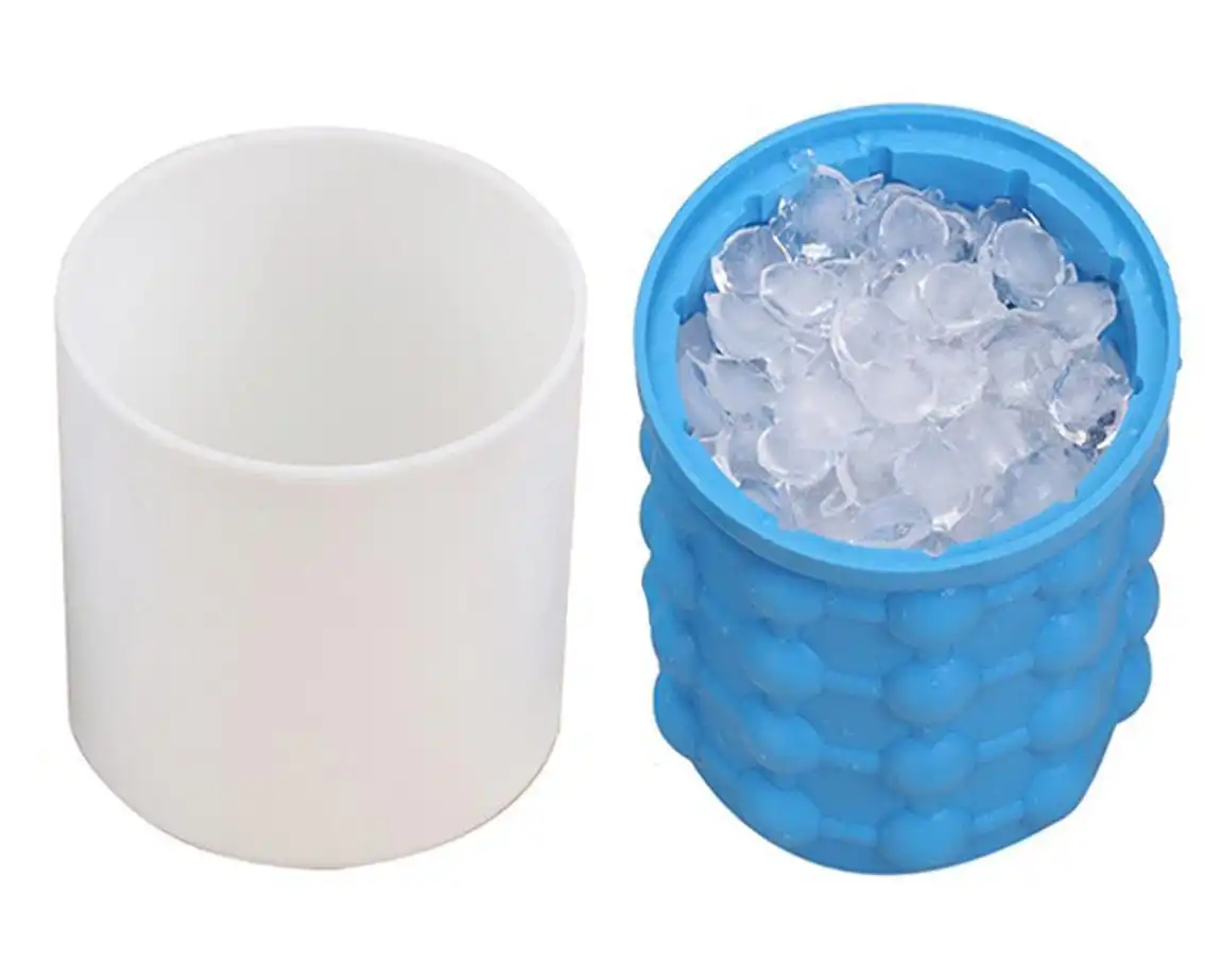 Secchiello Silicone Ghiaccio Cubetti Stampo Coperchio Blu Ice Genie Cube Maker