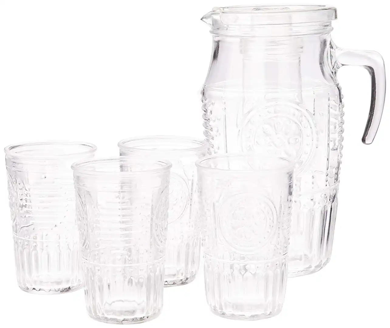 Servizio Bicchieri 5 Pezzi Set Romantic Drink Caraffa e Bicchieri Rocco Bormioli