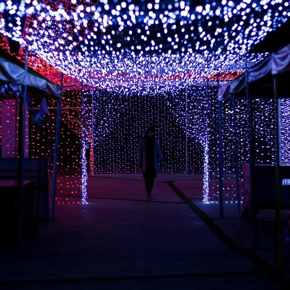 Catena Luminosa 300 Led Natalizia Luci Natale Bianco Freddo 10 Metri 8 Funzioni
