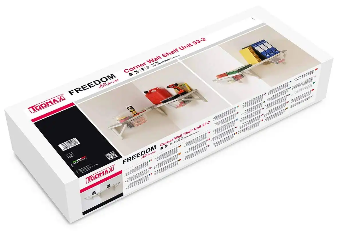 Mensola Da Parete Angolare 90x90x29h Grigio e Tortora Toomax Per Casa Ufficio
