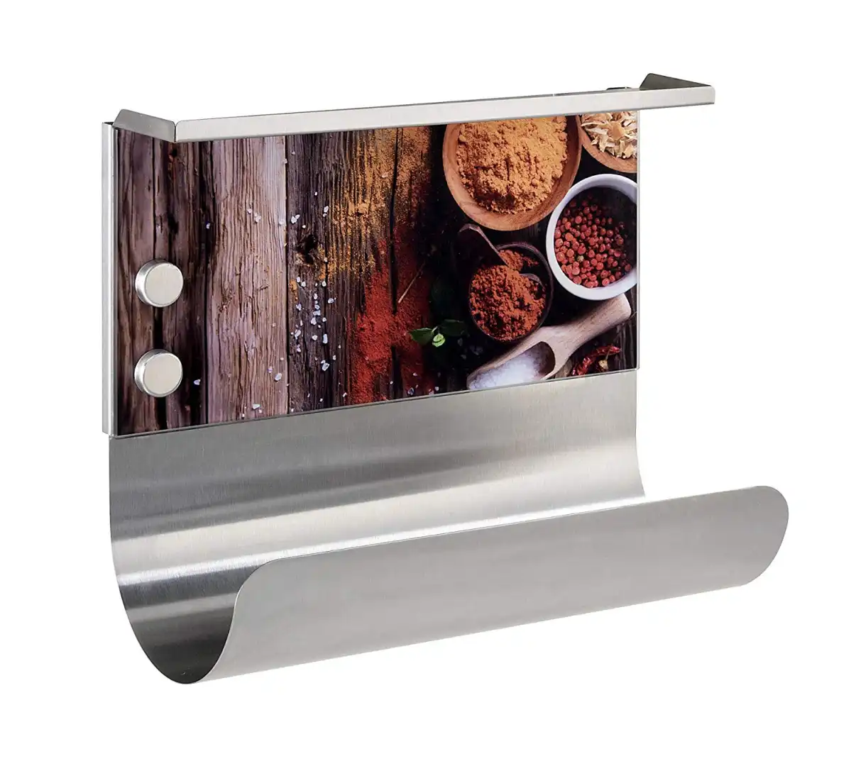 Porta Rotolo Doppio da Cucina Magnetico Con Spezie e Dispenser Per Pellicola