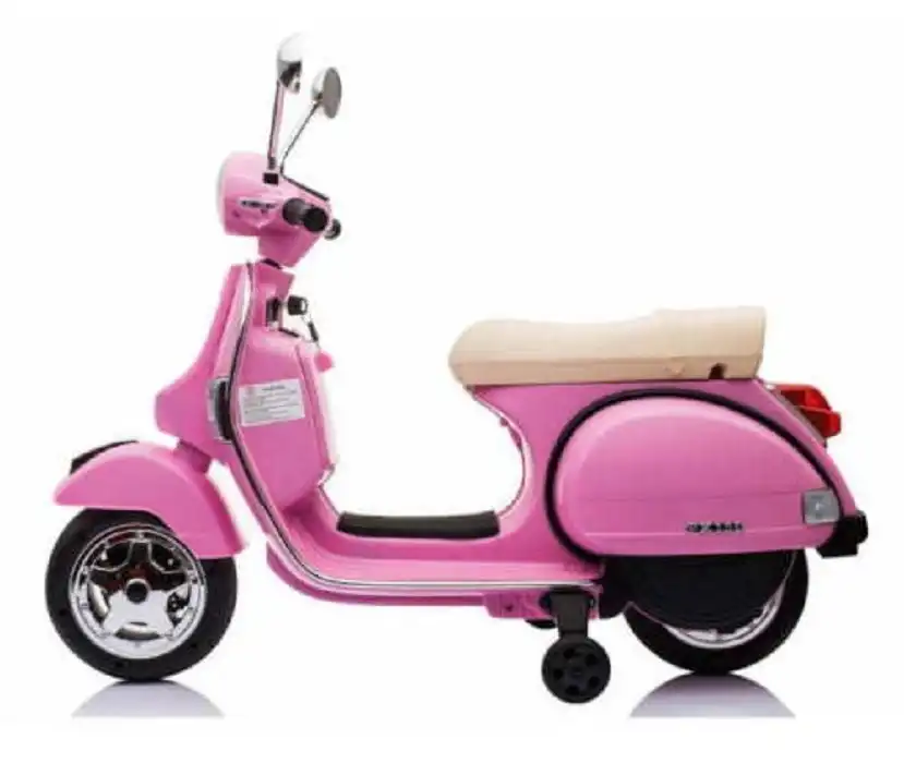 Moto Motorino Per Bambini Vespa Piaggio Px 150 Con Luci e Suoni 12V Rosa