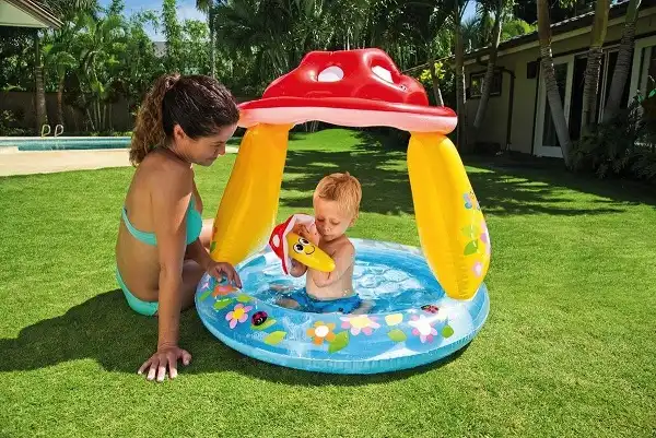 Piscina Gonfiabile Bambini Fungo Con Tetto Mare Piscina Giardino Spiaggia