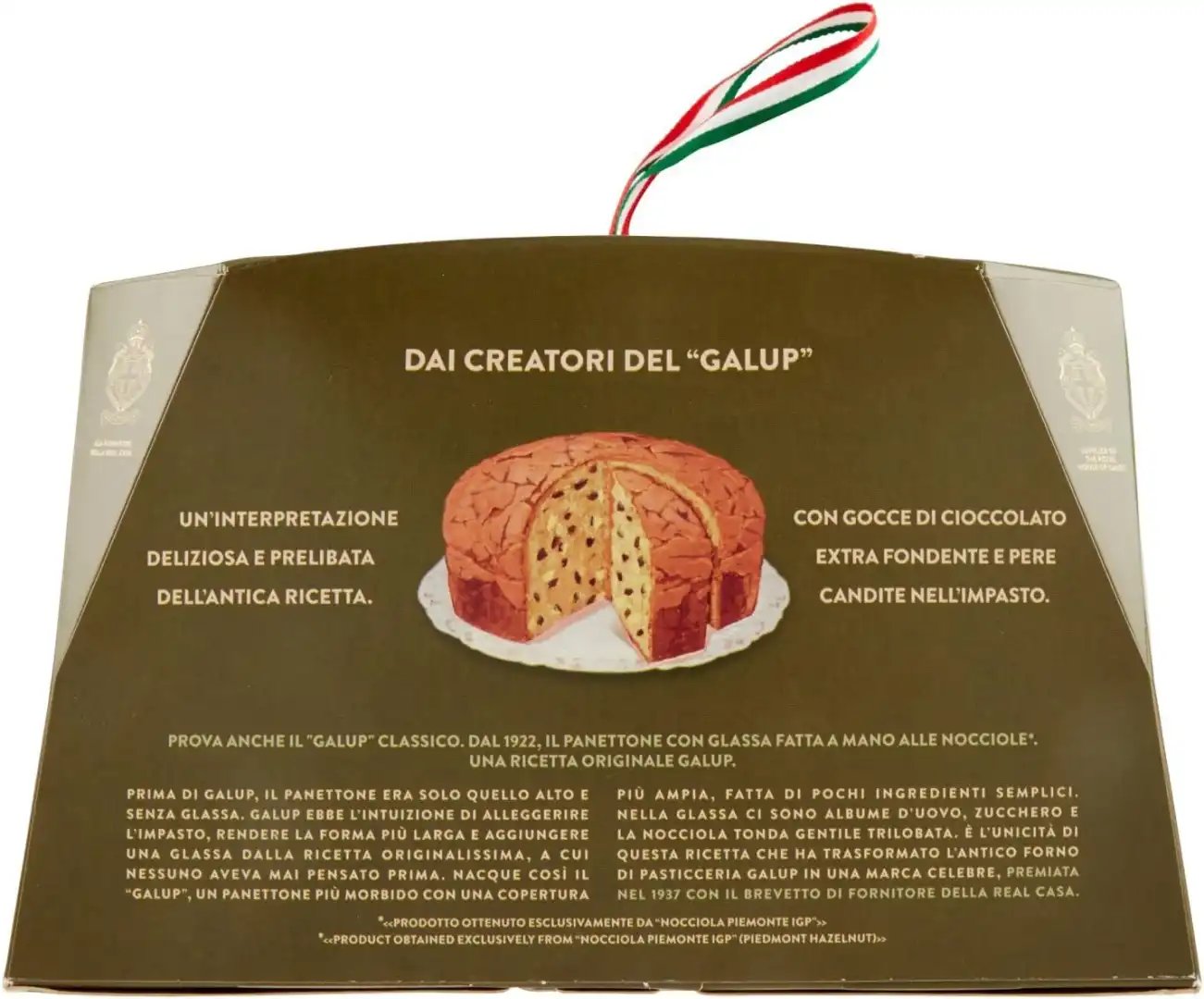 Galup Panettone Pere e Cioccolato 750 Gr Con Glassa Alla Nocciola