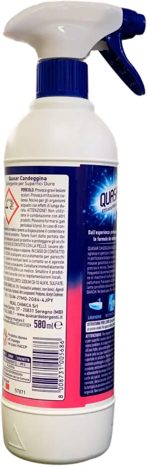 3x Quasar Spray Candeggina Mousse Sgrassa e Sbianca Rimuovi Muffa 580ml x 3