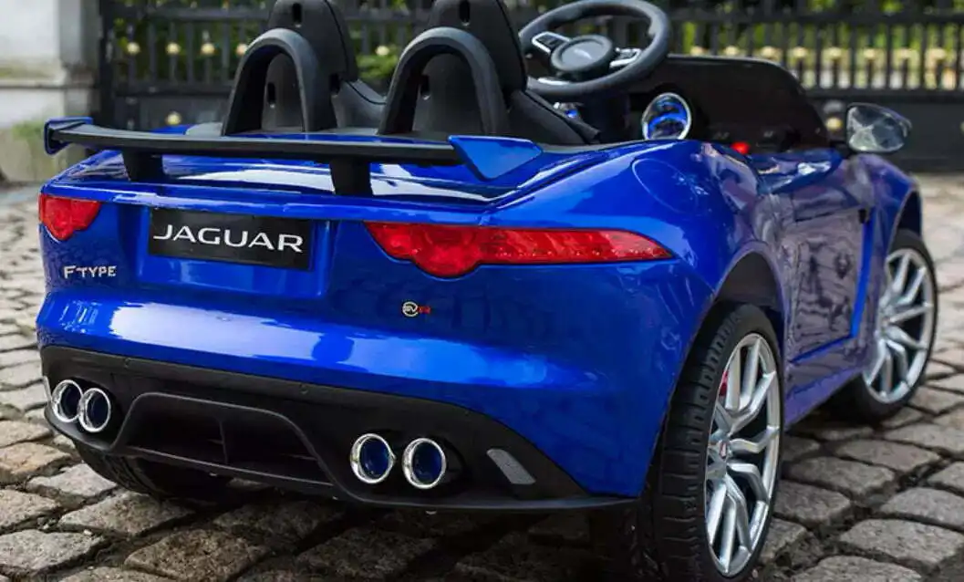 Auto Elettrica Per Bambini Jaguar F-Type 12V Blu Sedili in Pelle Mp3 Usb