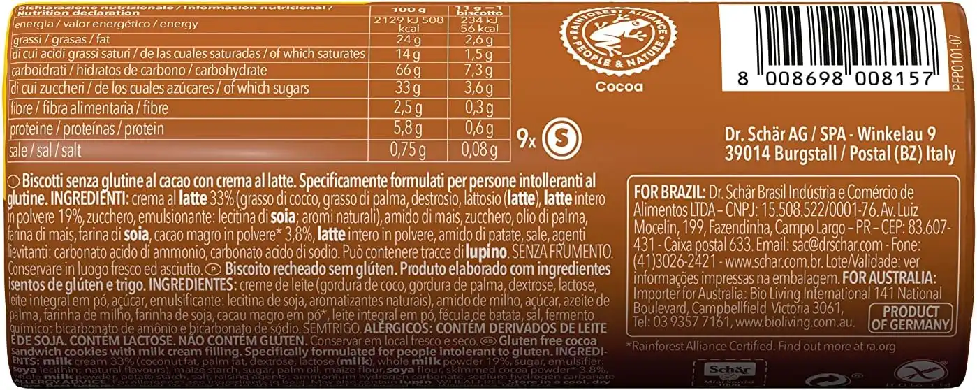 12x Schar Gluten Free Biscotti al Latte Mini Sorrisi Senza Glutine 12x100gr
