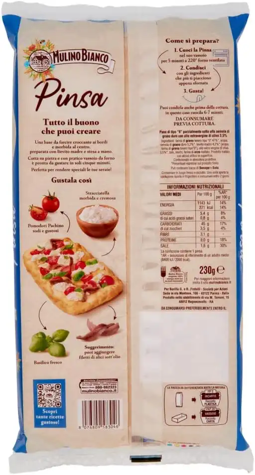3X Mulino Bianco Novità Pinsa in Vassoio Stesa a Mano con Lievito Madre 230g