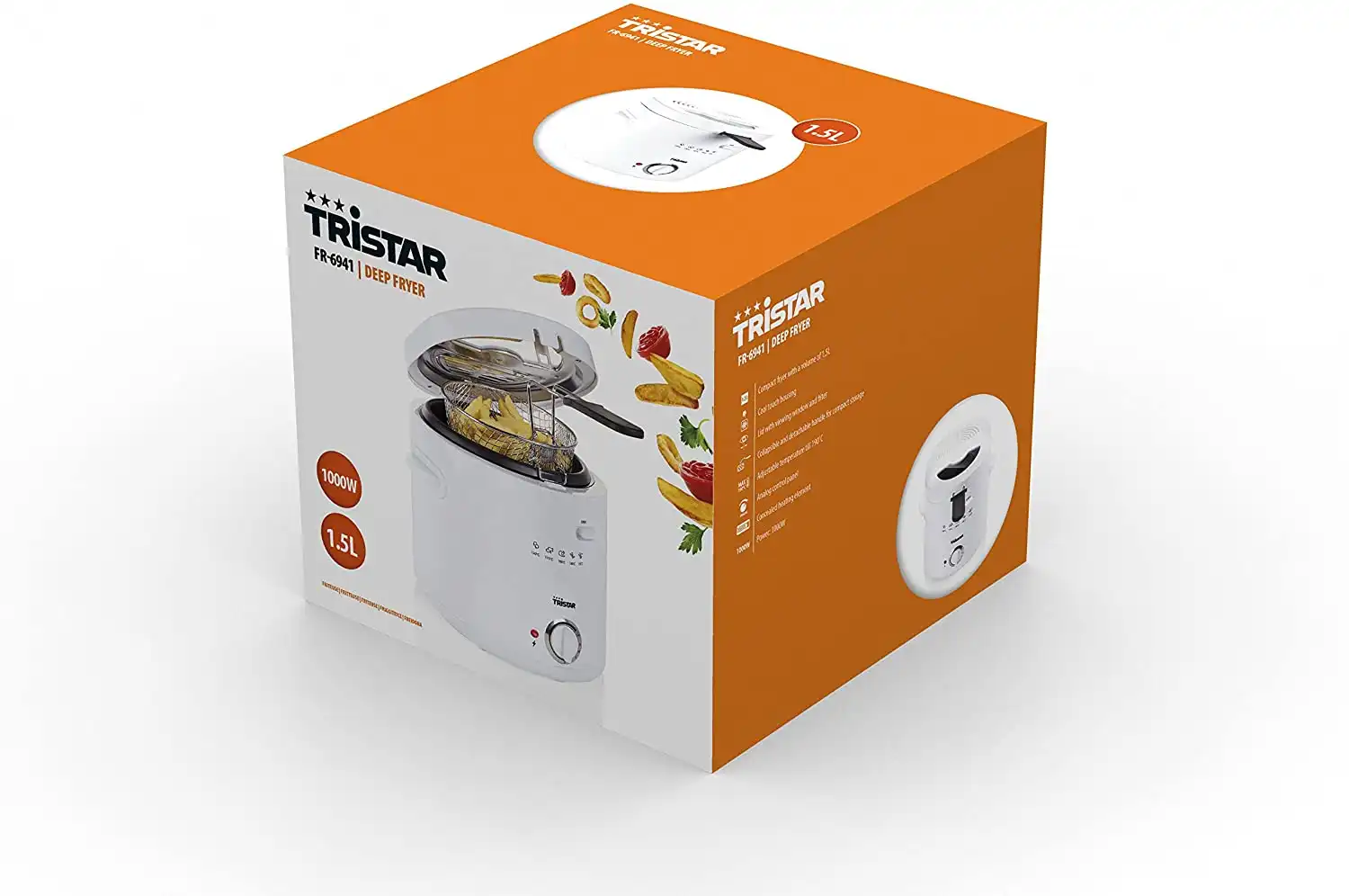 Tristar Friggitrice Compatta Con Termostato 1000W in Plastica Capienza 1.5 LT