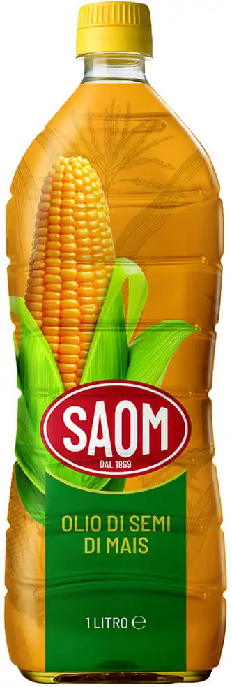 12x Saom Olio di Semi di Mais da 1lt Leggero 100% Italiano in Bottiglia 12x1lt