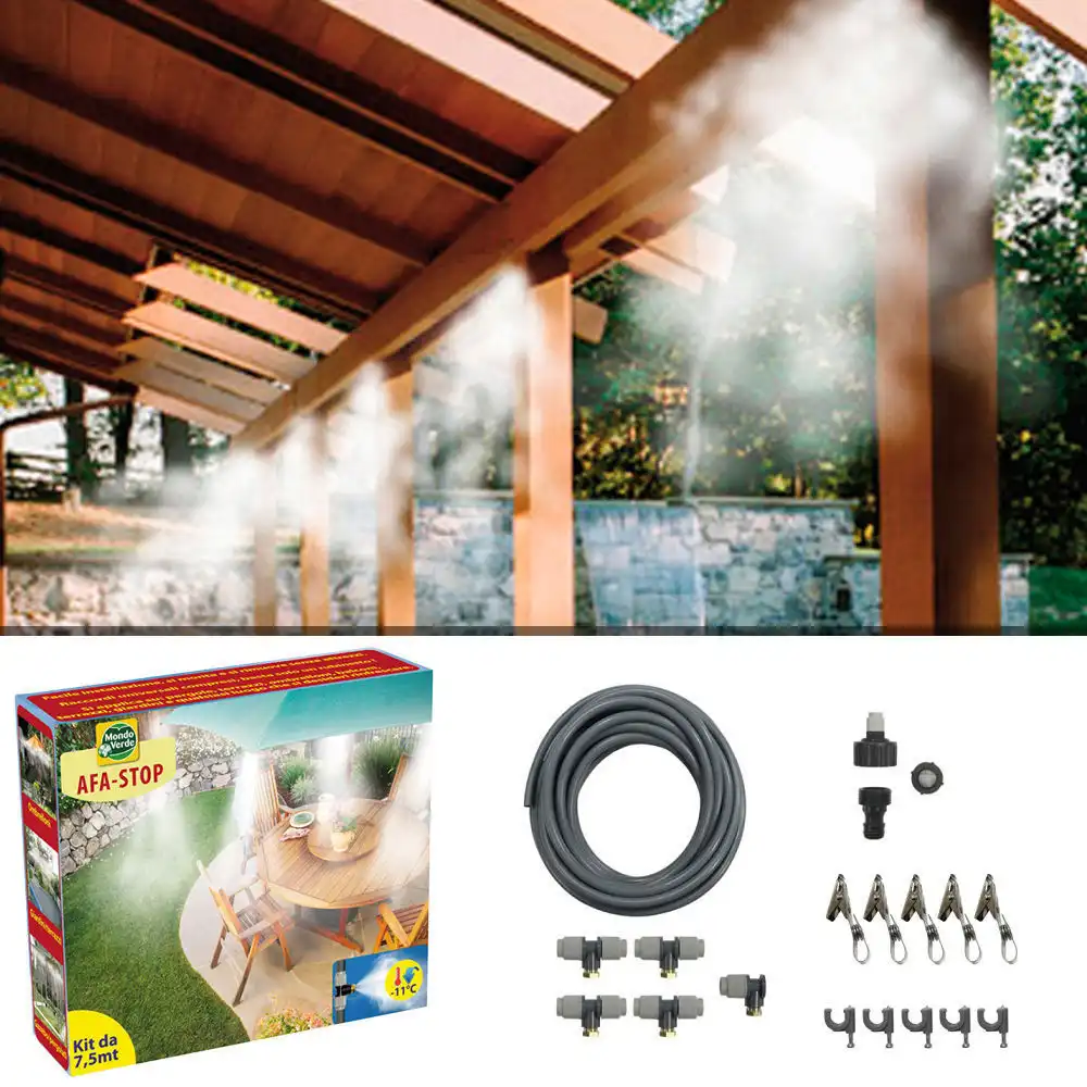 AFA STOP Impianto Umidificatore Rinfrescante Nebulizzatore Da Esterno Kit 7,5 Mt