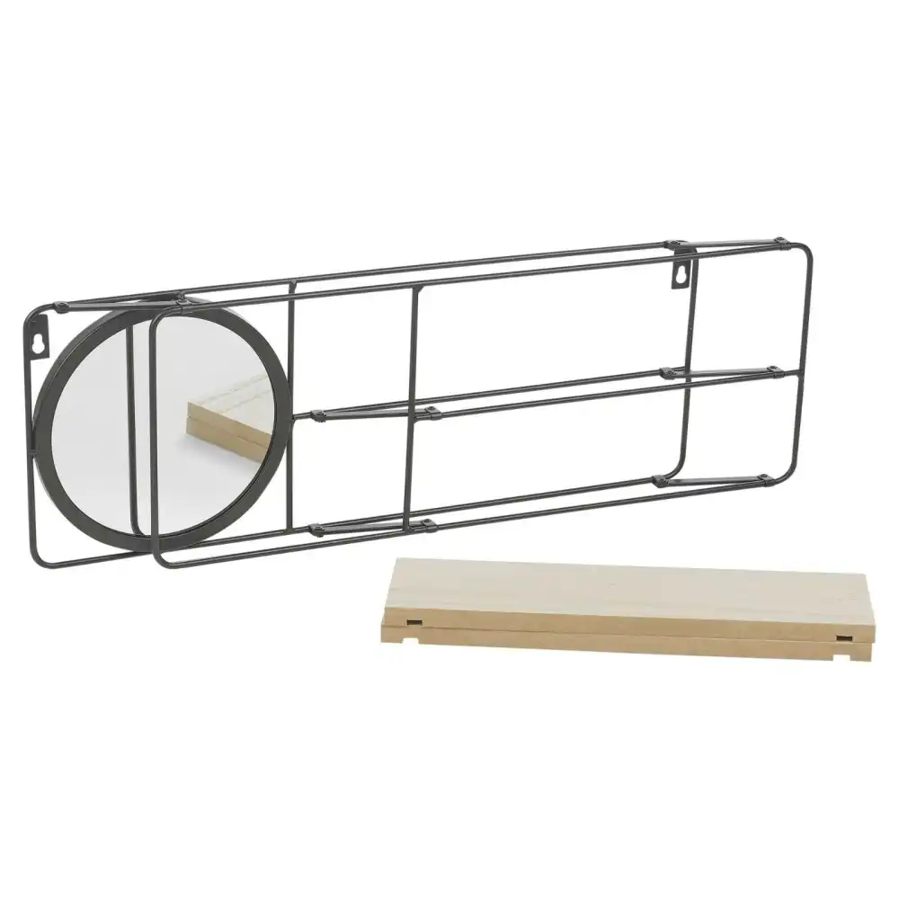 Mensola scaffale da parete muro con specchio 50X10X20CM 2 ripiani in metallo
